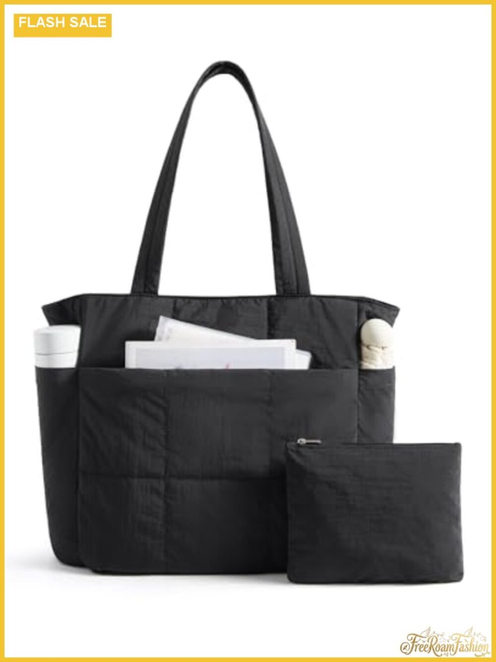 Lightweight Quilted Tote Set with Laptop Compartment, 2-Piece Large Travel